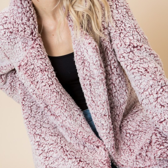 Jackets & Blazers - *ONLY 1 LEFT*  2-toned Super Soft Sherpa Coat-Wine